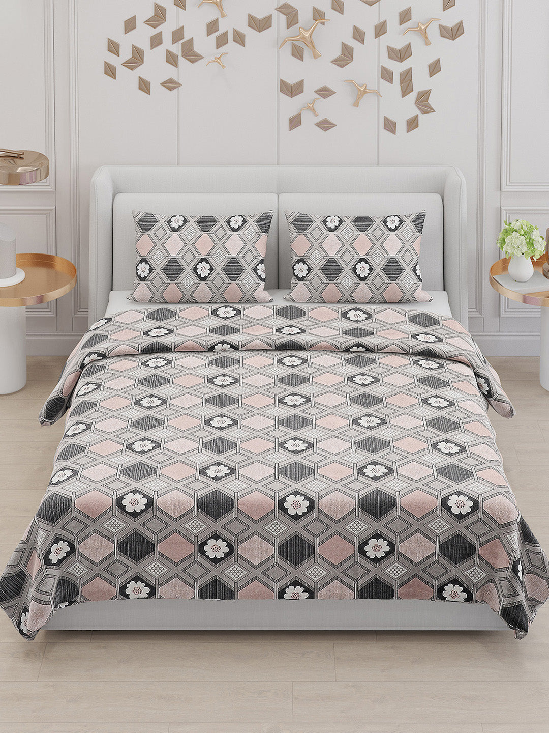 104 TC Cotton Double Bed Bedsheet with 2 Pillow Covers - Updated - Updated