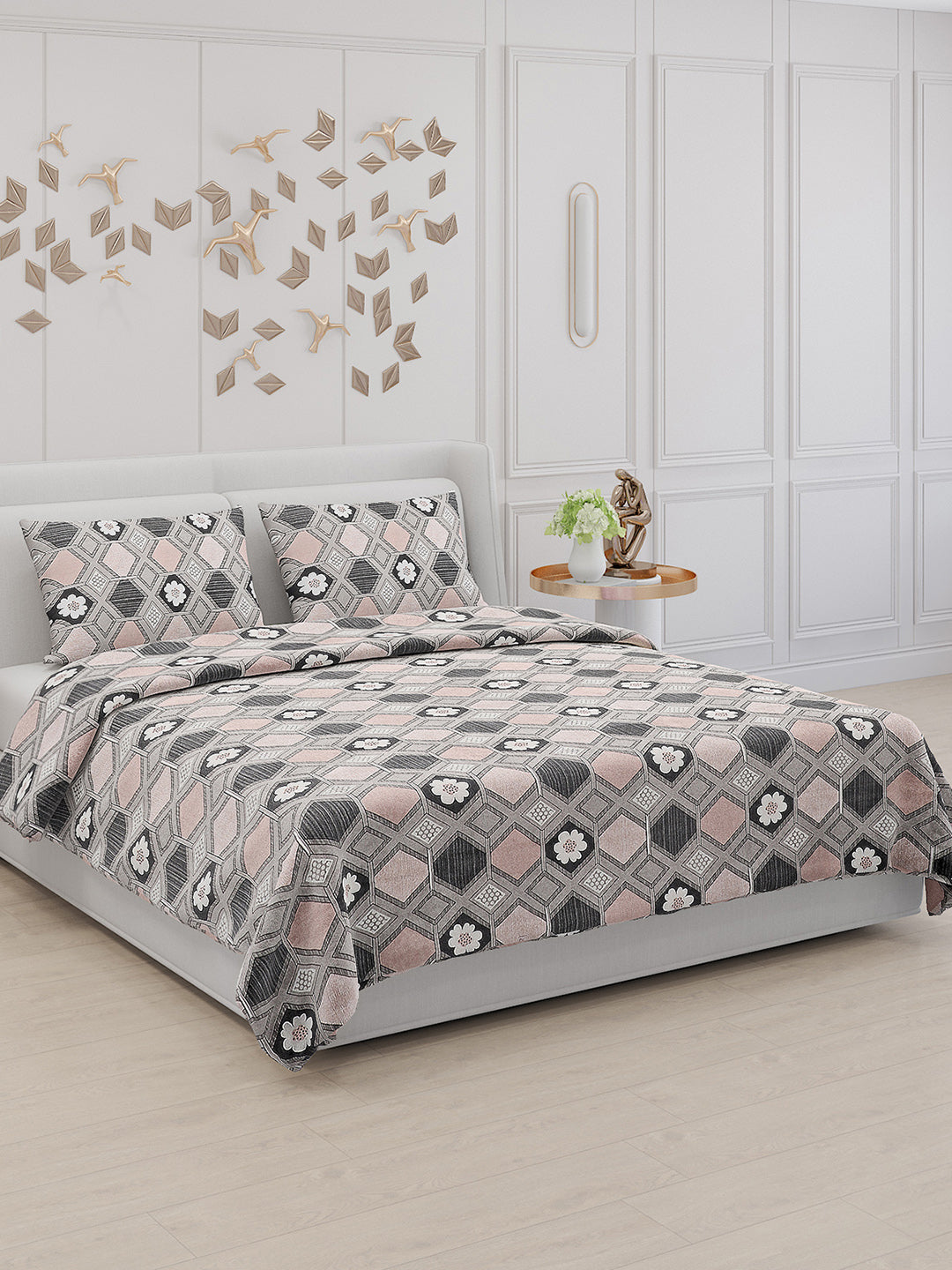 104 TC Cotton Double Bed Bedsheet with 2 Pillow Covers - Updated - Updated