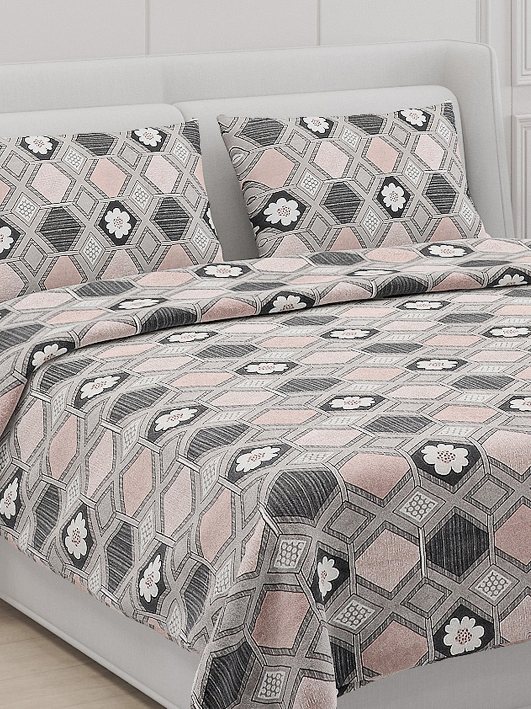 104 TC Cotton Double Bed Bedsheet with 2 Pillow Covers - Updated - Updated