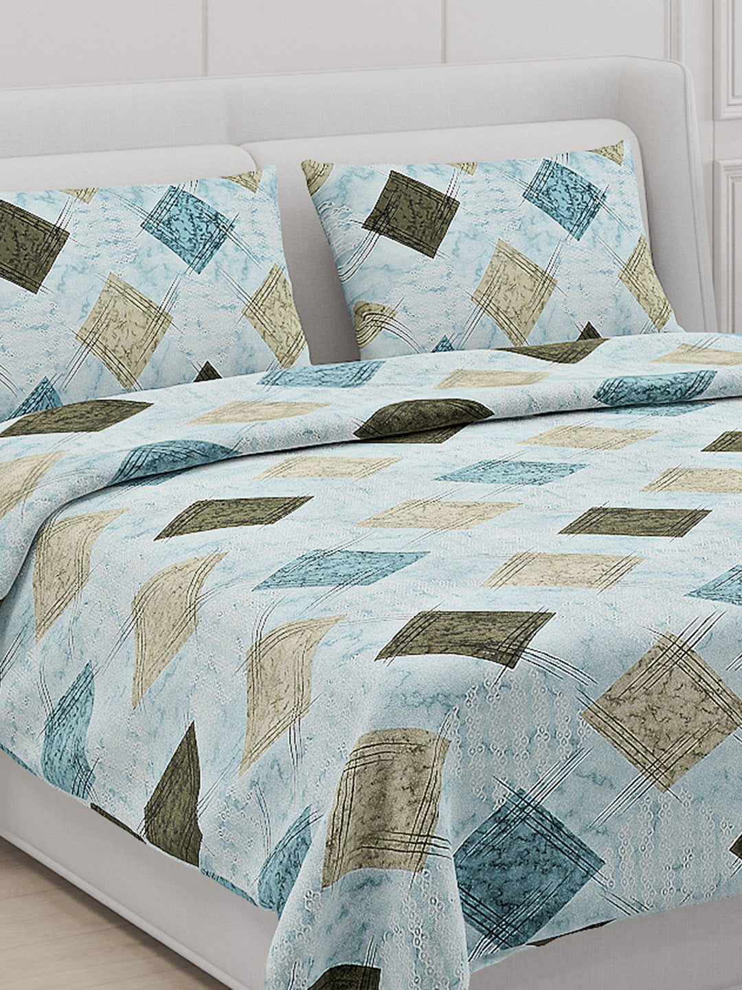 104 TC Cotton Double Bed Bedsheet with 2 Pillow Covers - Updated - Updated