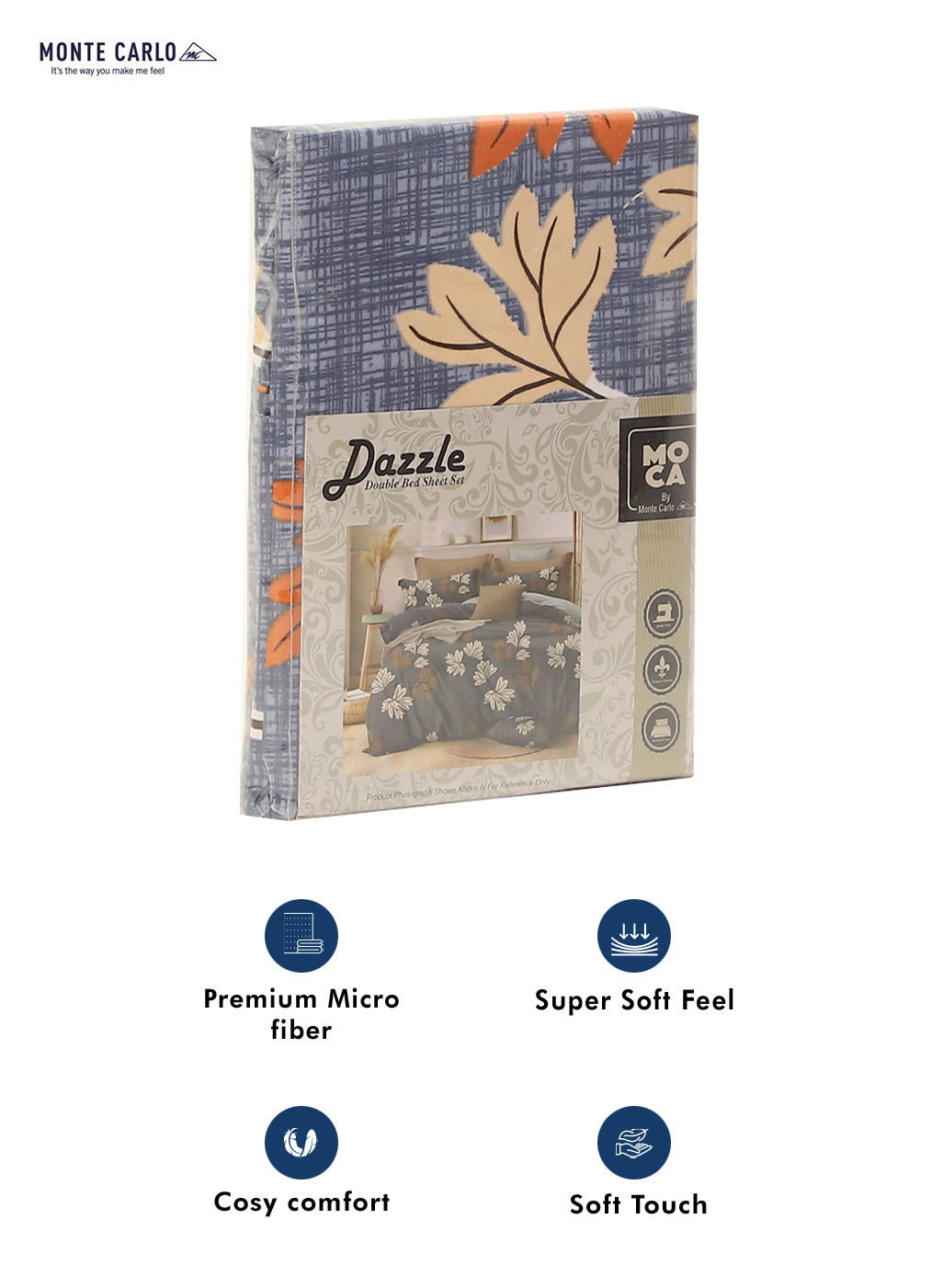 MOCA by Monte Carlo 120 GSM Microfibre Double Bedsheet with 2 Pillow Covers