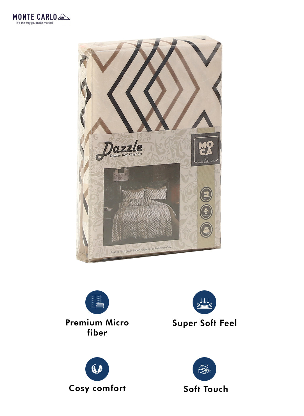 MOCA by Monte Carlo 120 GSM Microfibre Double Bedsheet with 2 Pillow Covers