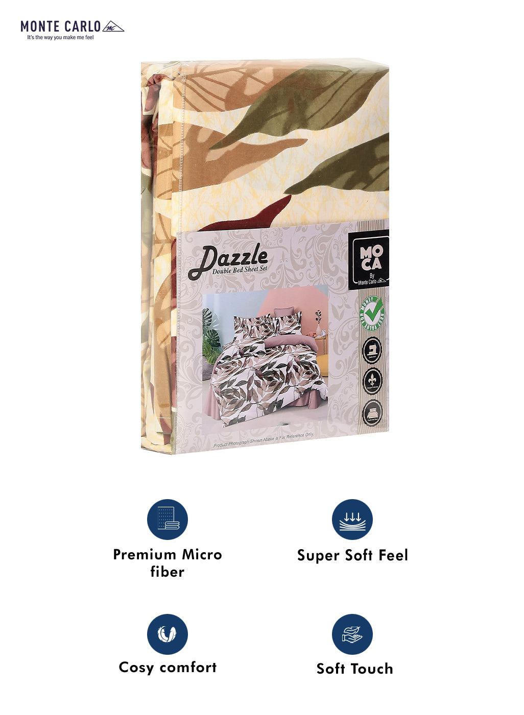 MOCA by Monte Carlo 120 GSM Microfibre Double Bedsheet (2 Pcs Set)