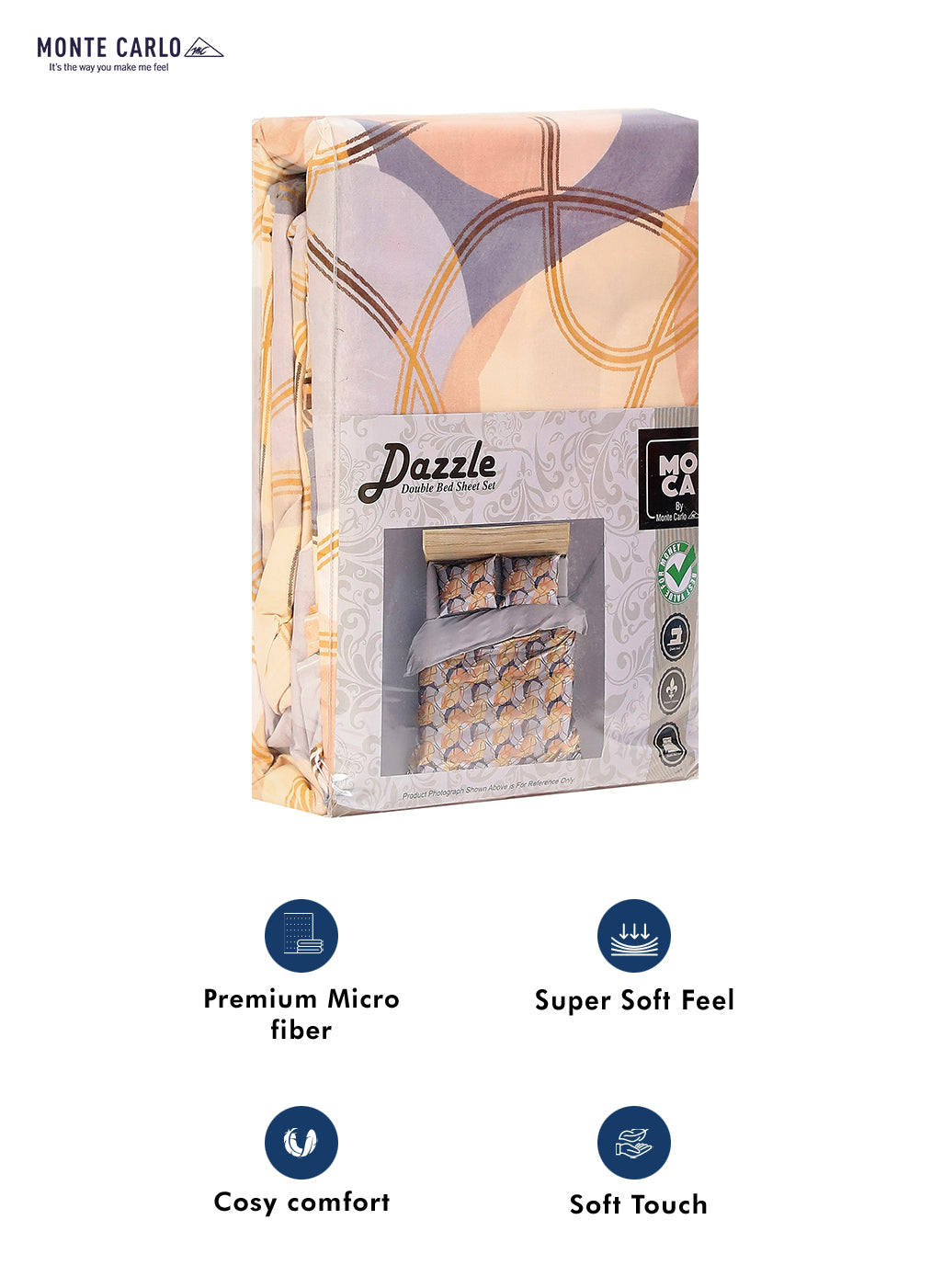 MOCA by Monte Carlo 120 GSM Microfibre Double Bedsheet (2 Pcs Set)