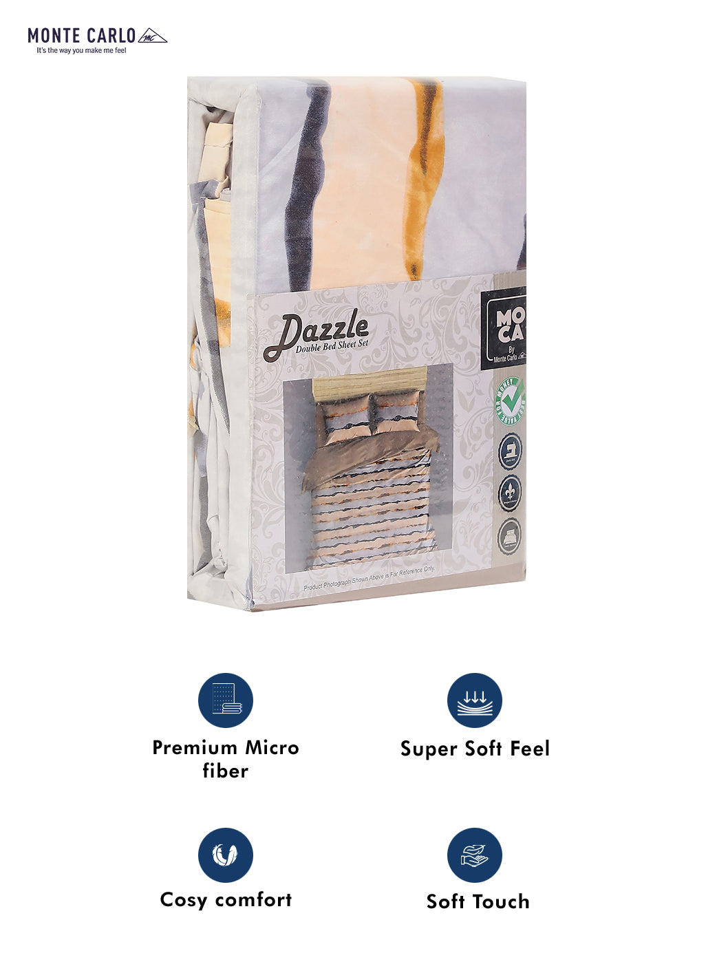 MOCA by Monte Carlo 120 GSM Microfibre Double Bedsheet (2 Pcs Set)