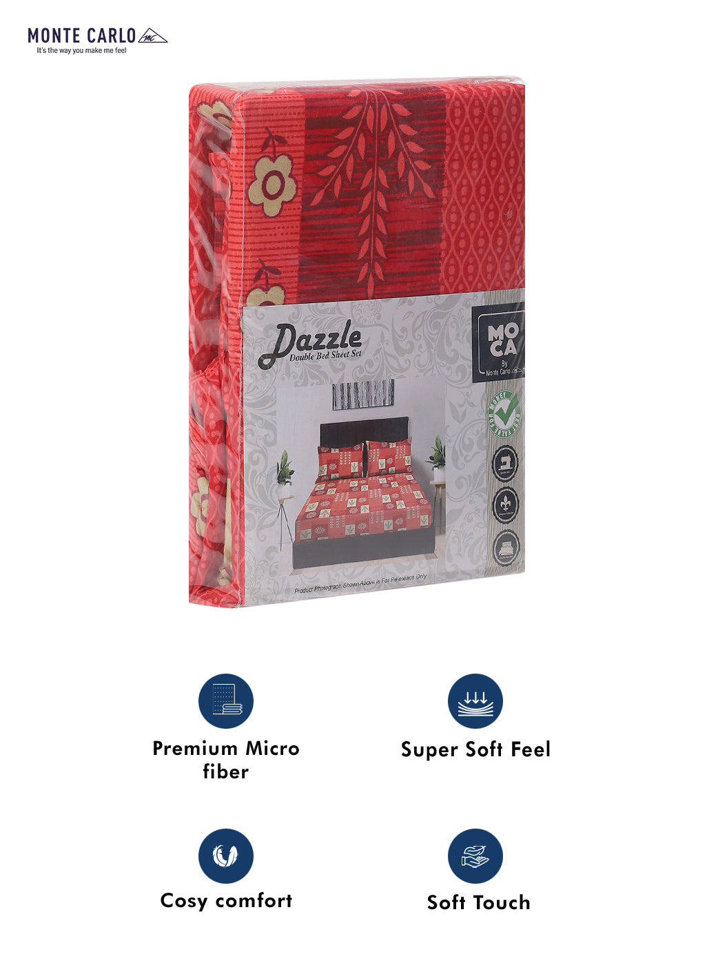 MOCA by Monte Carlo 120 GSM Microfibre Double Bedsheet (2 Pcs Set)