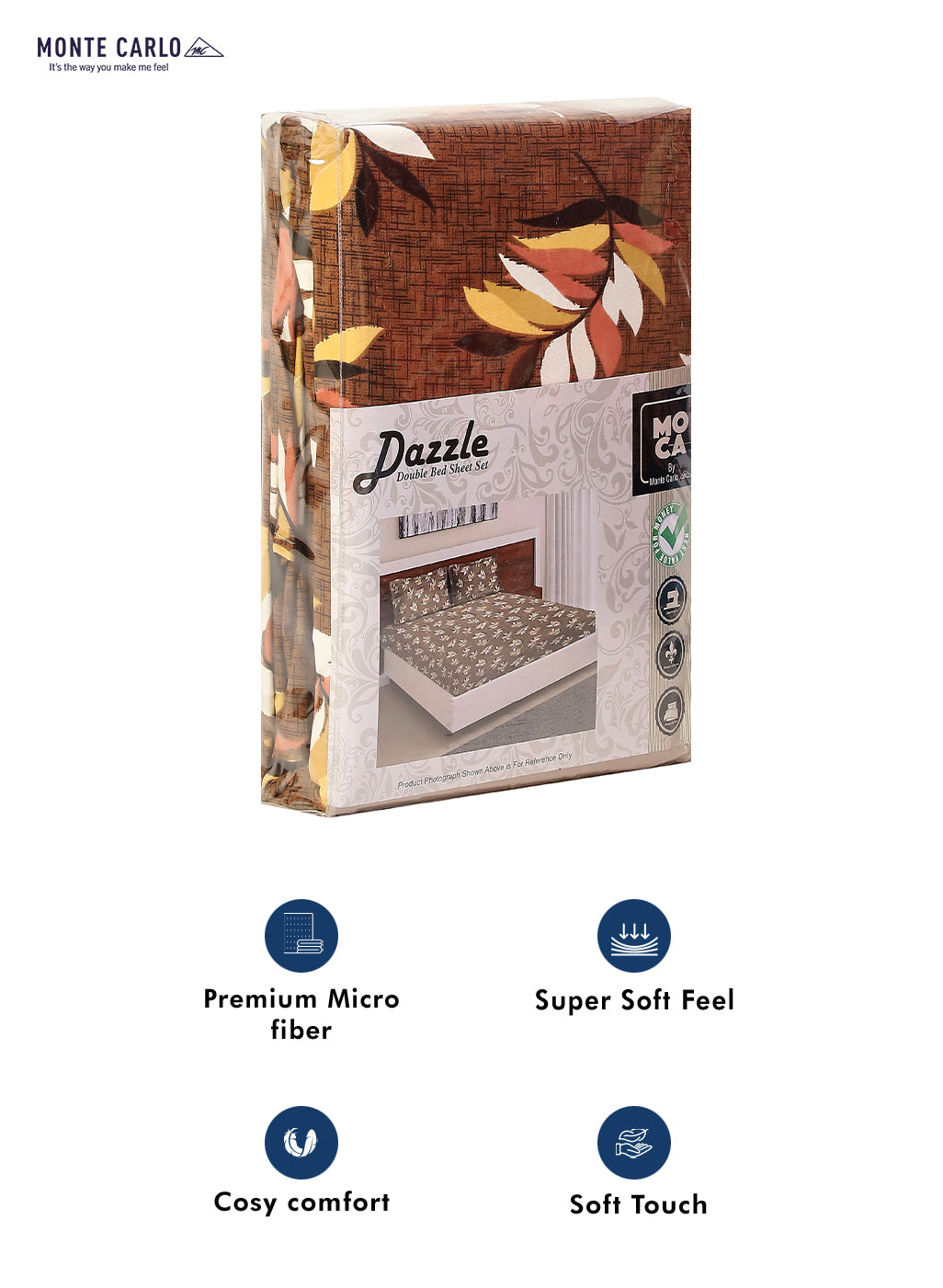 MOCA by Monte Carlo 120 GSM Microfibre Double Bedsheet (2 Pcs Set)