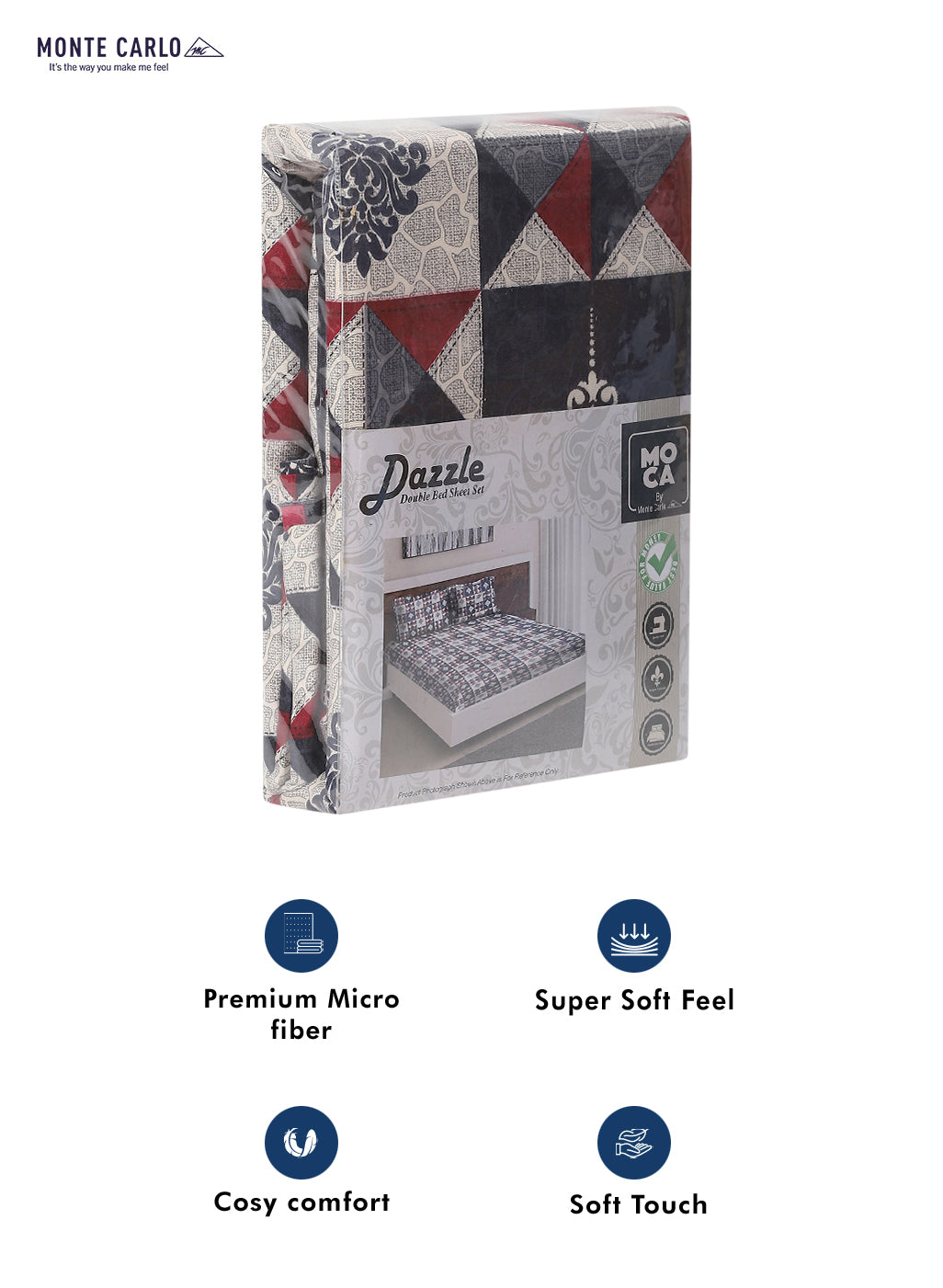 MOCA by Monte Carlo 120 GSM Microfibre Double Bedsheet (2 Pcs Set)