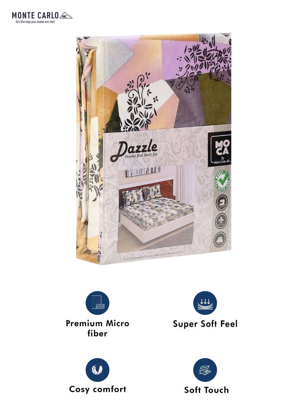 MOCA by Monte Carlo 120 GSM Microfibre Double Bedsheet (2 Pcs Set)