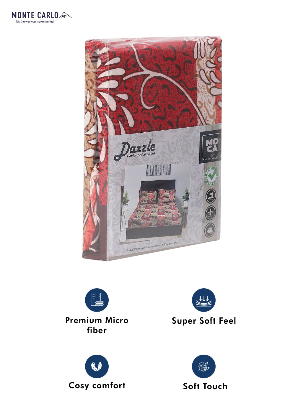 MOCA by Monte Carlo 120 GSM Microfibre Double Bedsheet (2 Pcs Set)