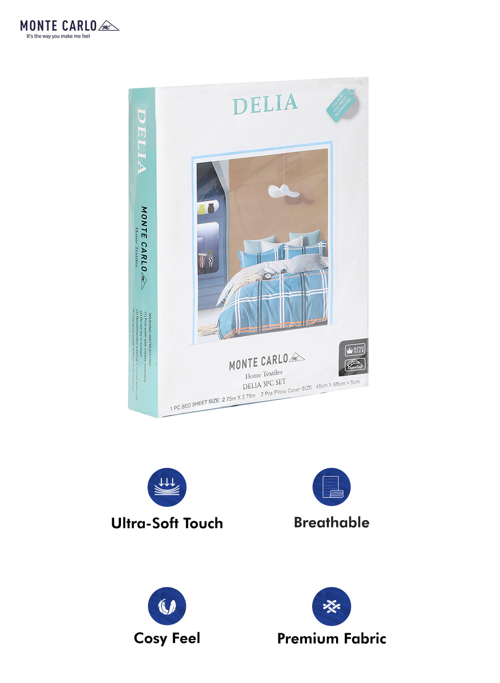 130 GSM Polyester Double Bed Bedsheet with 2 Pillow Covers
