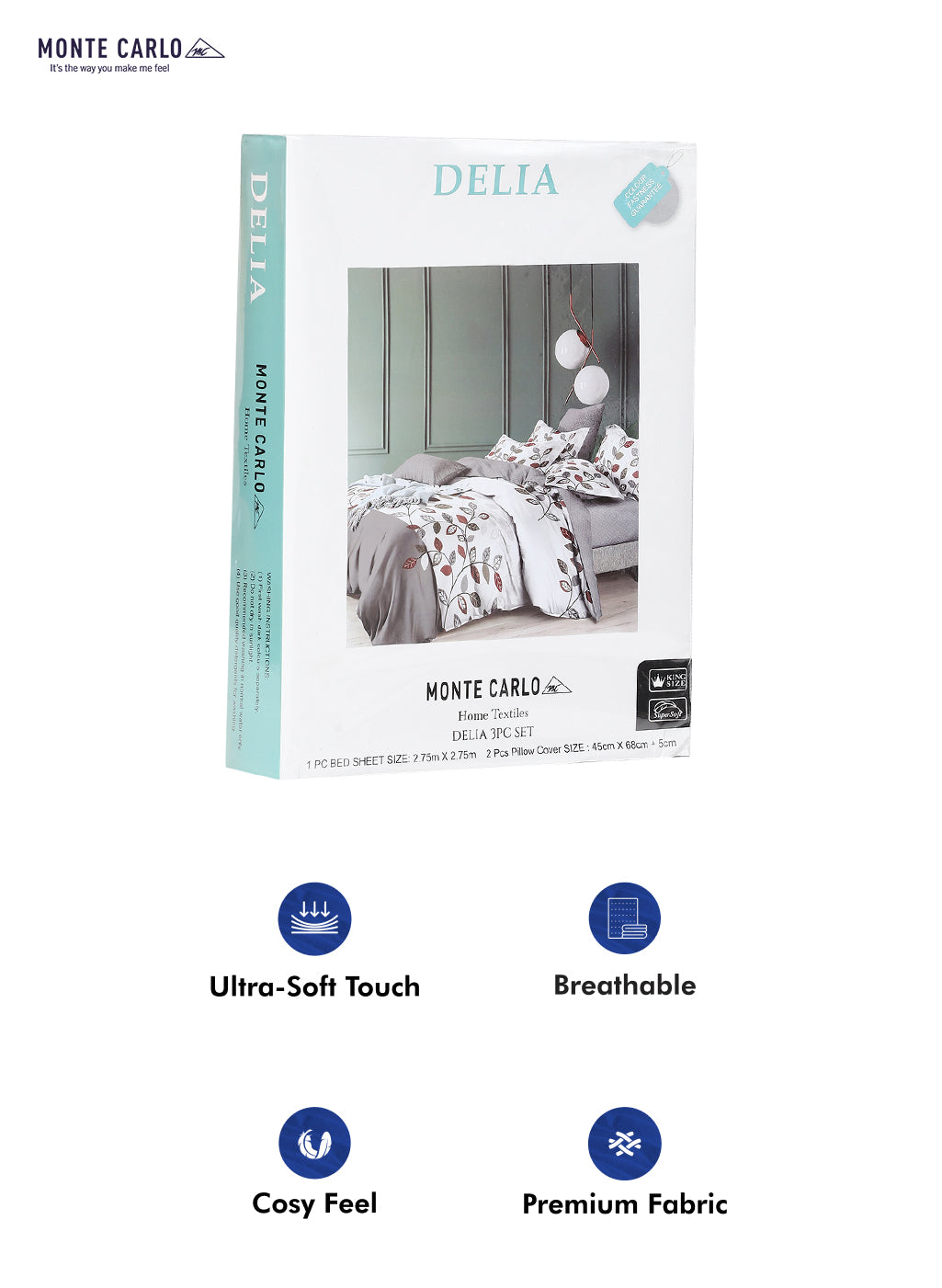 130 GSM Polyester Double Bed Bedsheet with 2 Pillow Covers