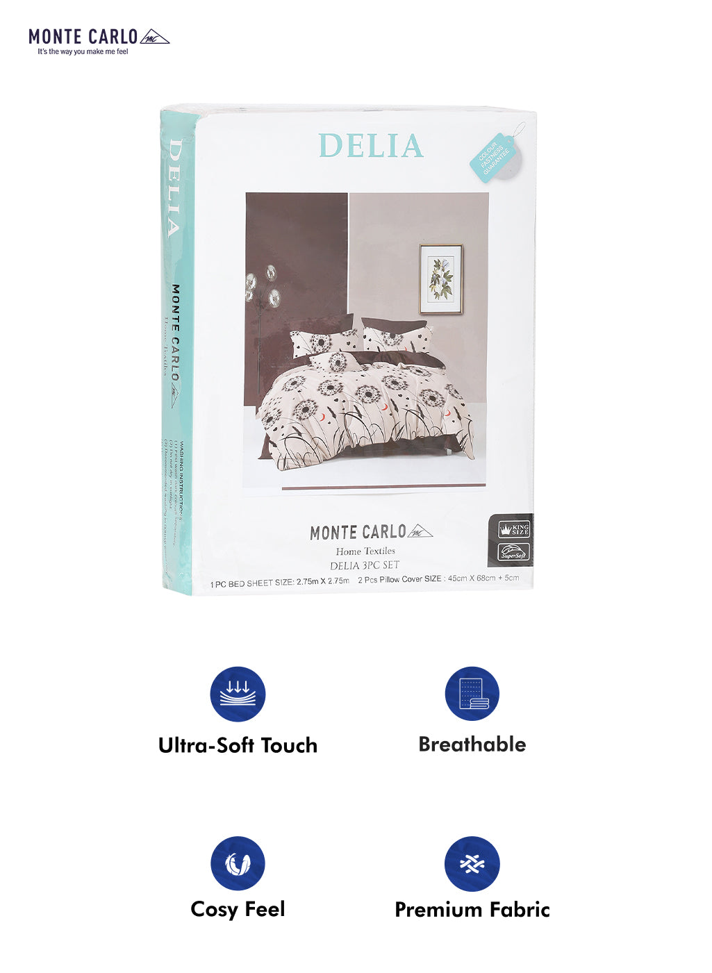 130 GSM Polyester Double Bed Bedsheet with 2 Pillow Covers