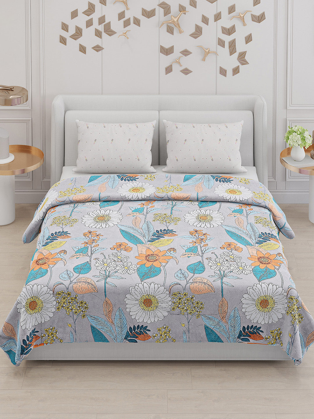 130 GSM Polyester Double Bed Bedsheet with 2 Pillow Covers
