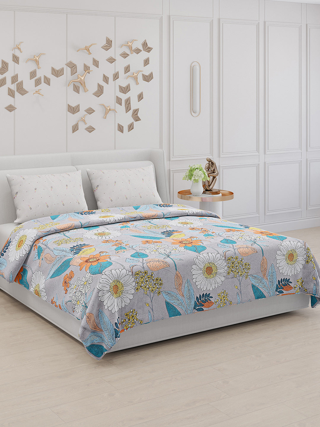 130 GSM Polyester Double Bed Bedsheet with 2 Pillow Covers