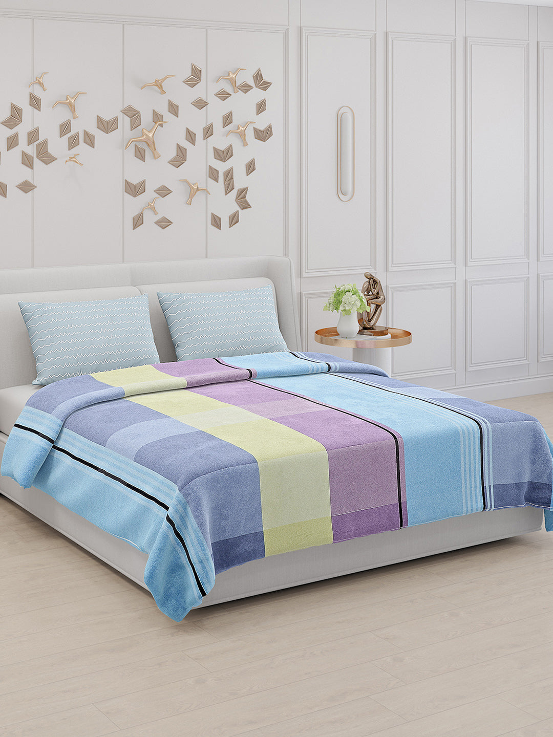 Buy 130 GSM Polyester Double Bed Bedsheet with Pillow Covers