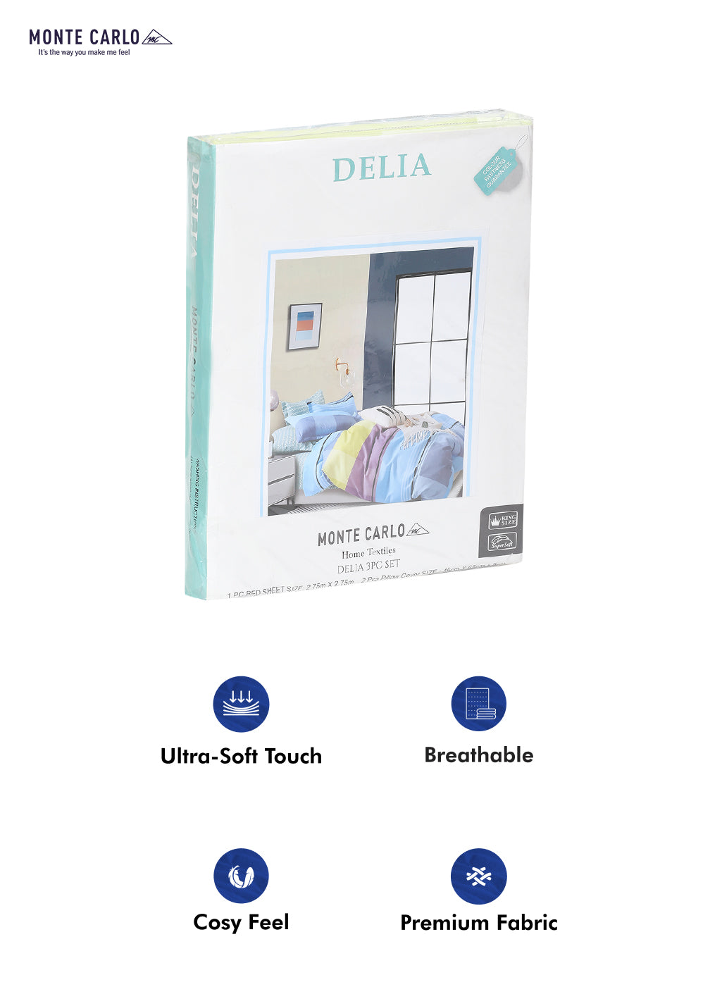 130 GSM Polyester Double Bed Bedsheet with 2 Pillow Covers