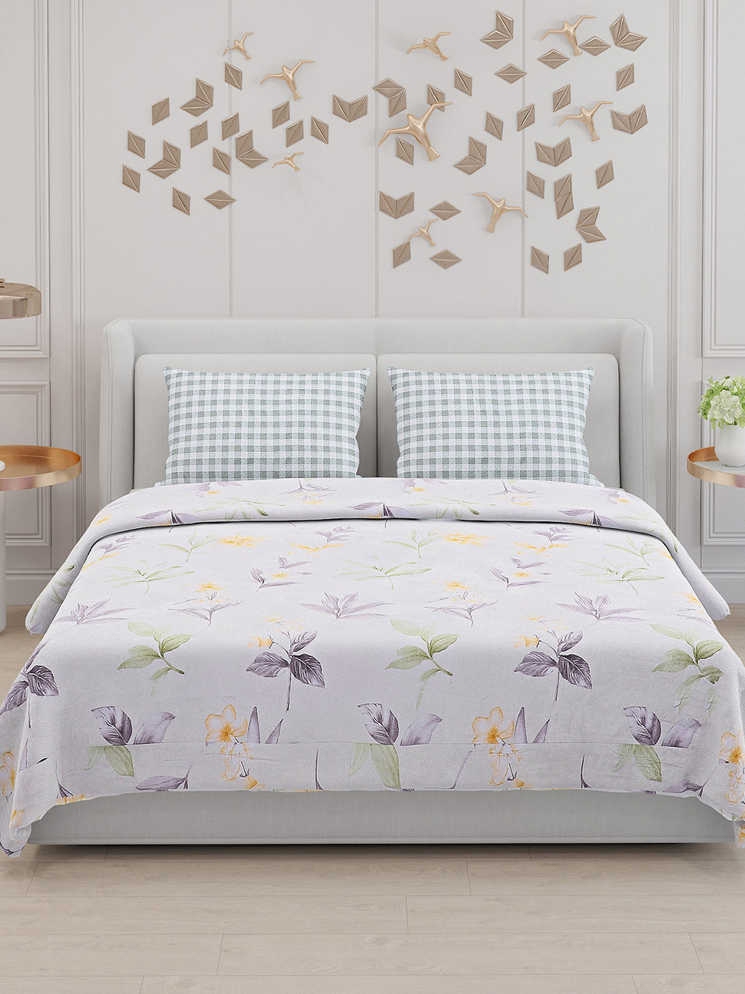 130 GSM Polyester Double Bed Bedsheet with 2 Pillow Covers