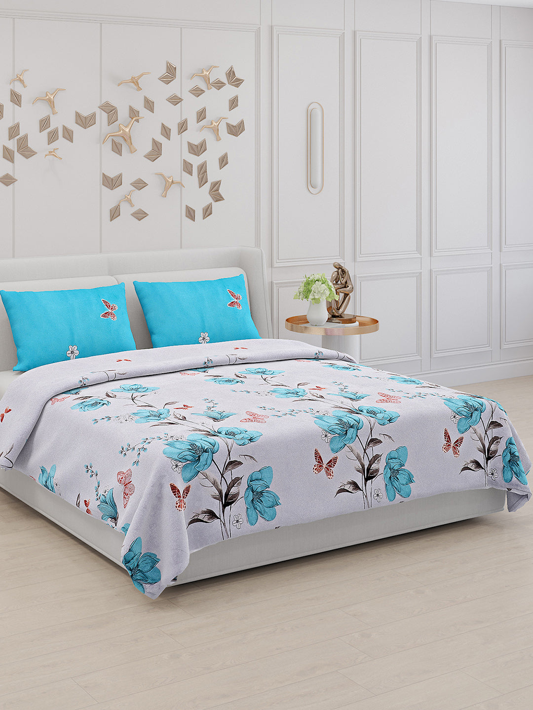 130 GSM Polyester Double Bed Bedsheet with 2 Pillow Covers