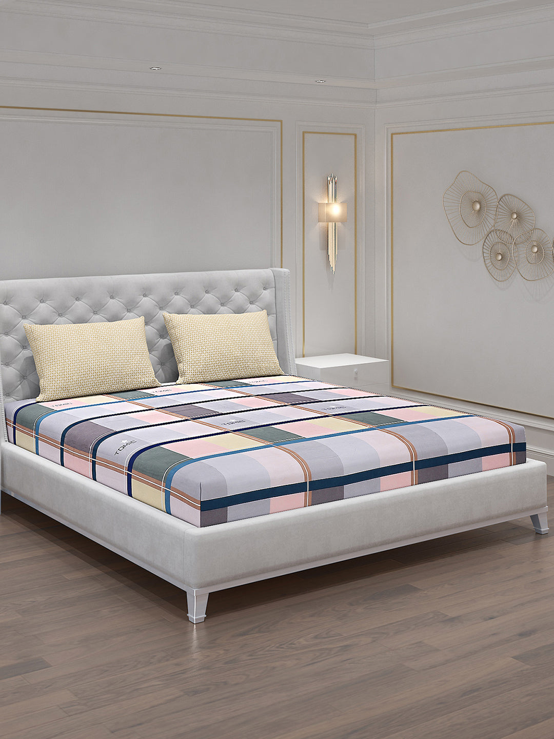 130 GSM Polyester Double Bed Bedsheet with 2 Pillow Covers