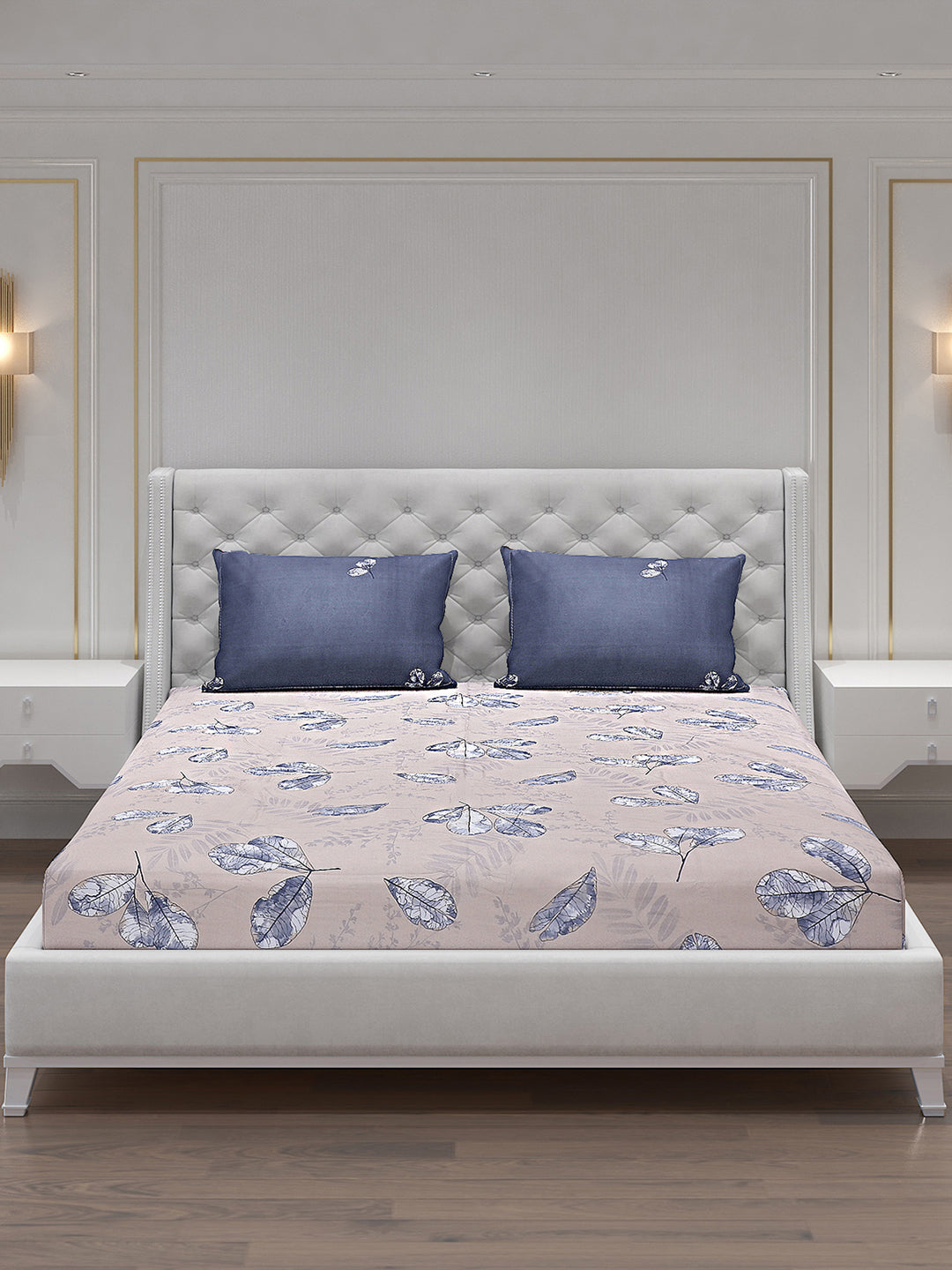 130 GSM Polyester Double Bed Bedsheet with 2 Pillow Covers