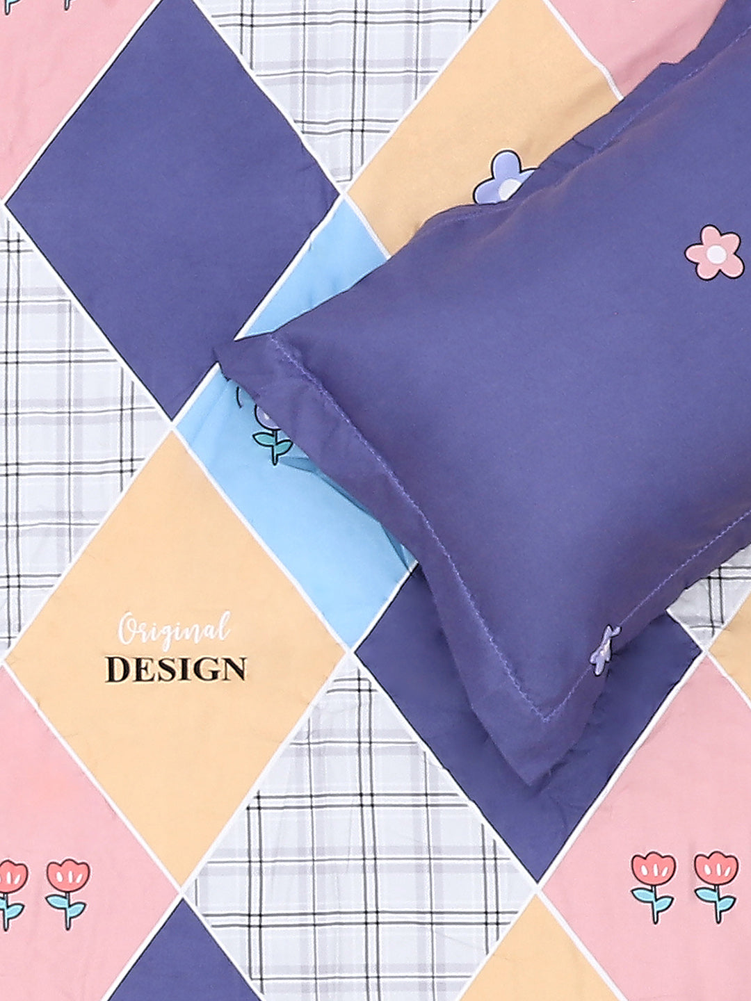 130 GSM Polyester Double Bed Bedsheet with 2 Pillow Covers