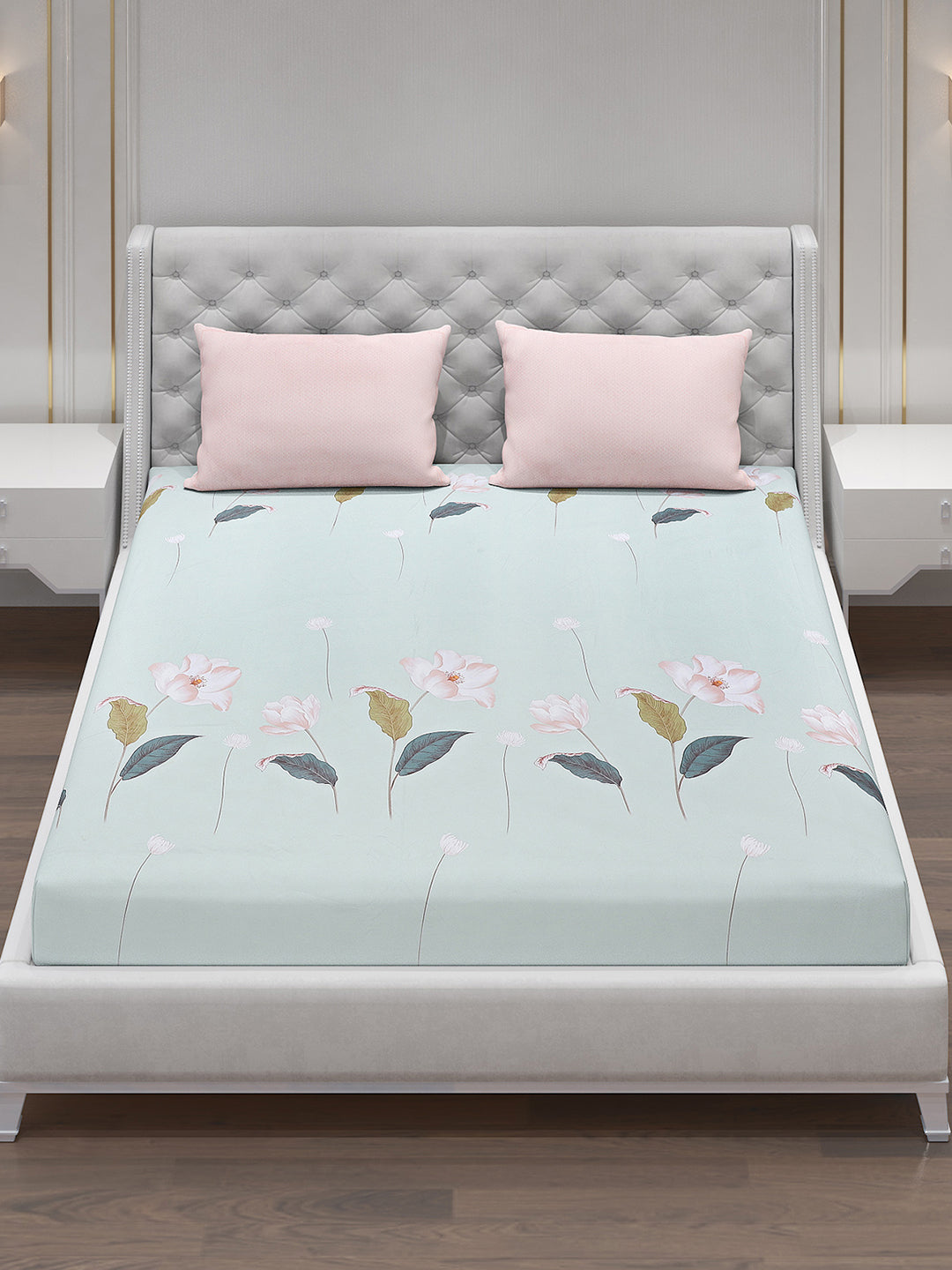 130 GSM Polyester Double Bed Bedsheet with 2 Pillow Covers