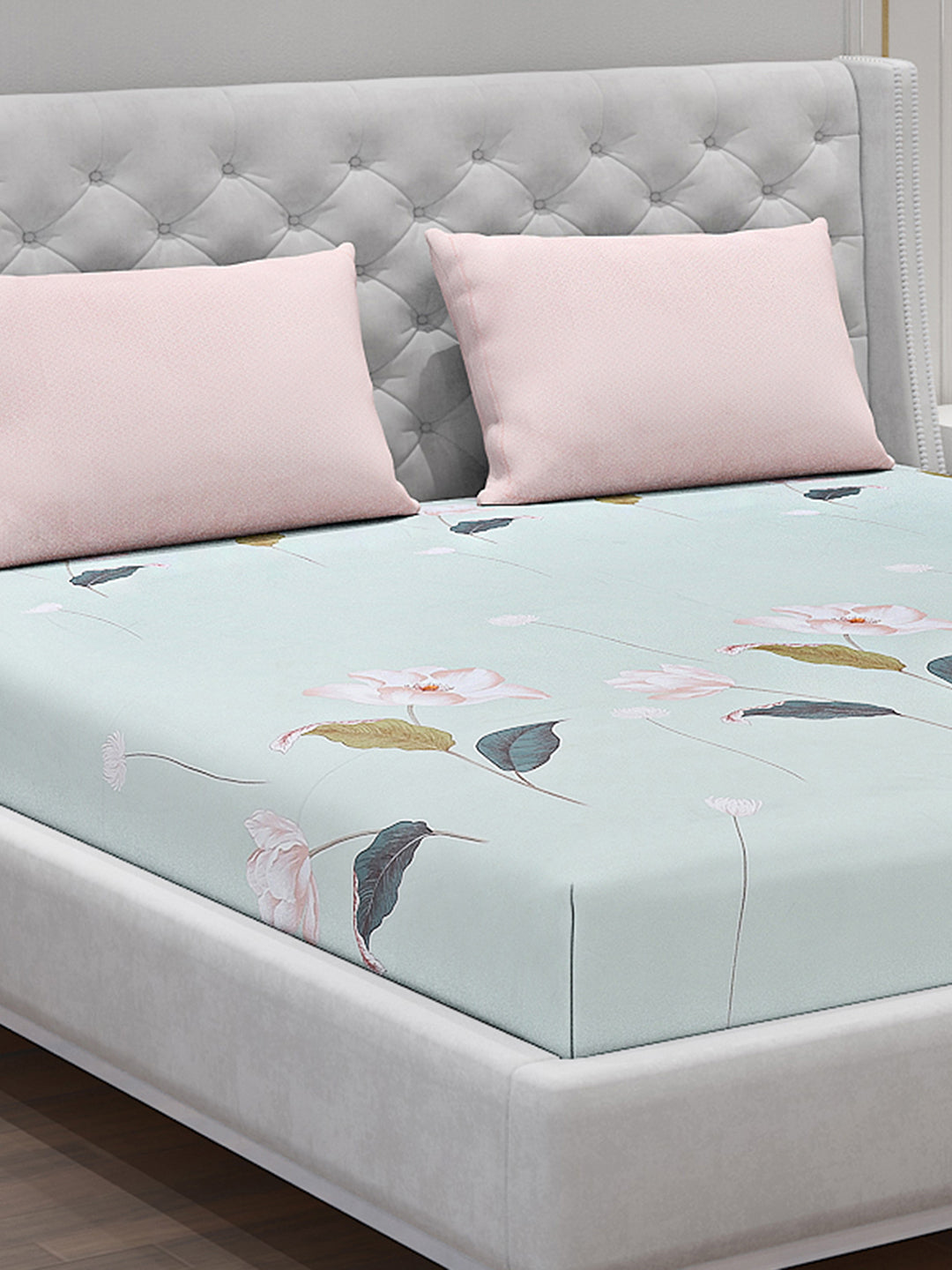 130 GSM Polyester Double Bed Bedsheet with 2 Pillow Covers