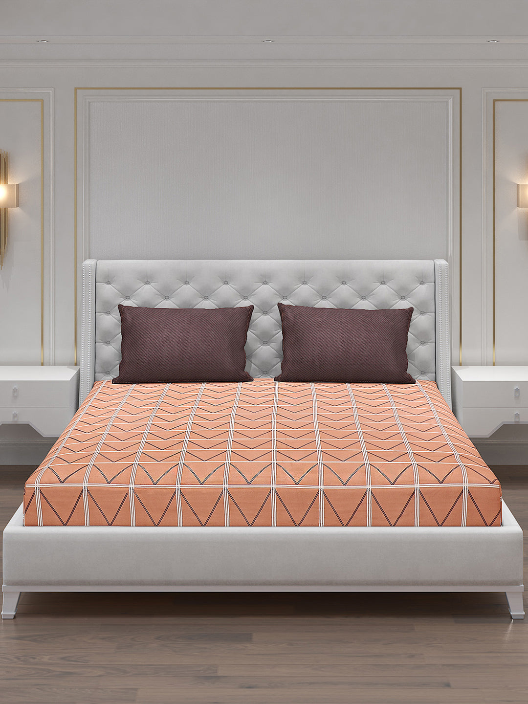 130 GSM Polyester Double Bed Bedsheet with 2 Pillow Covers