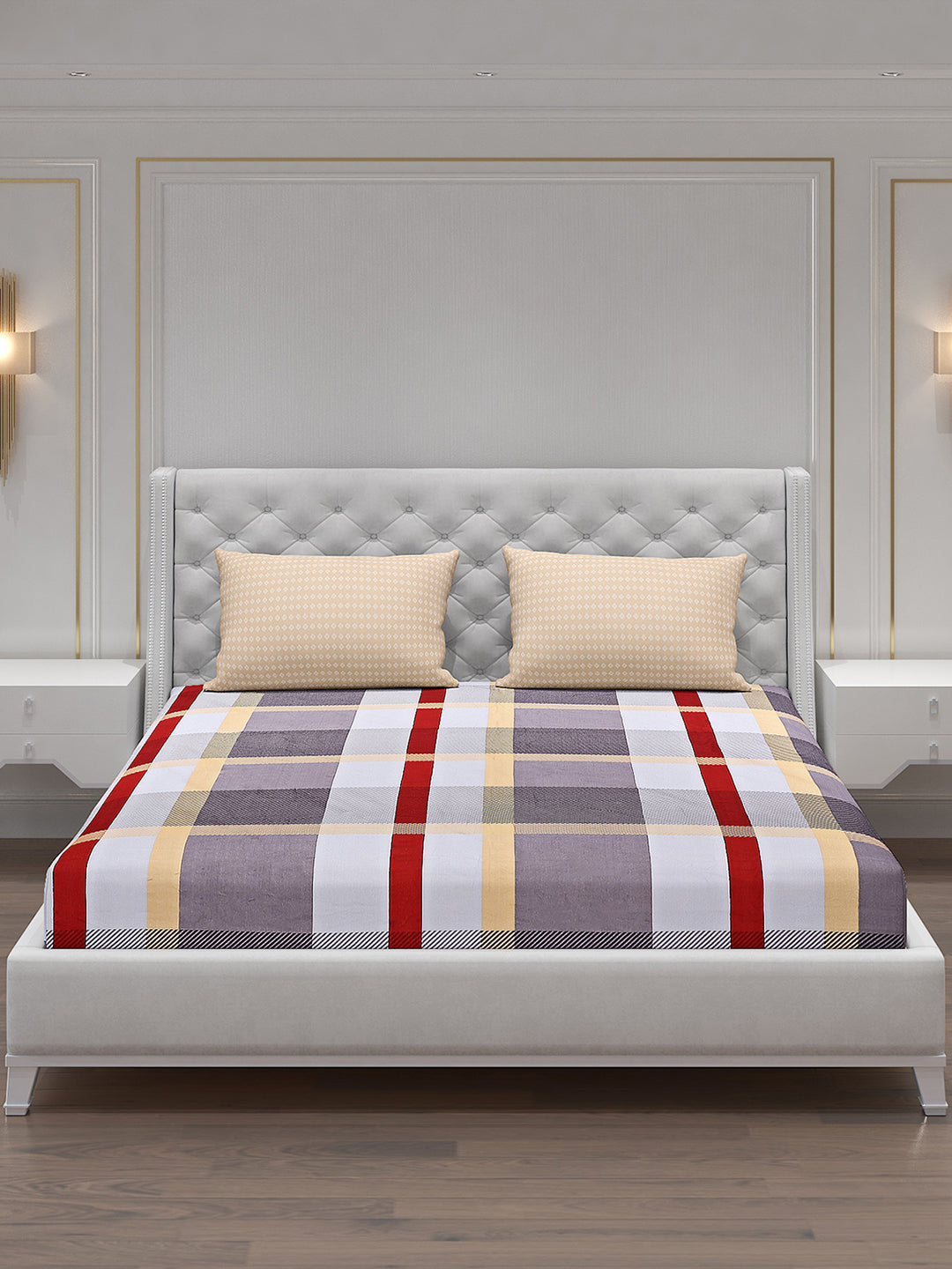 130 GSM Polyester Double Bed Bedsheet with 2 Pillow Covers