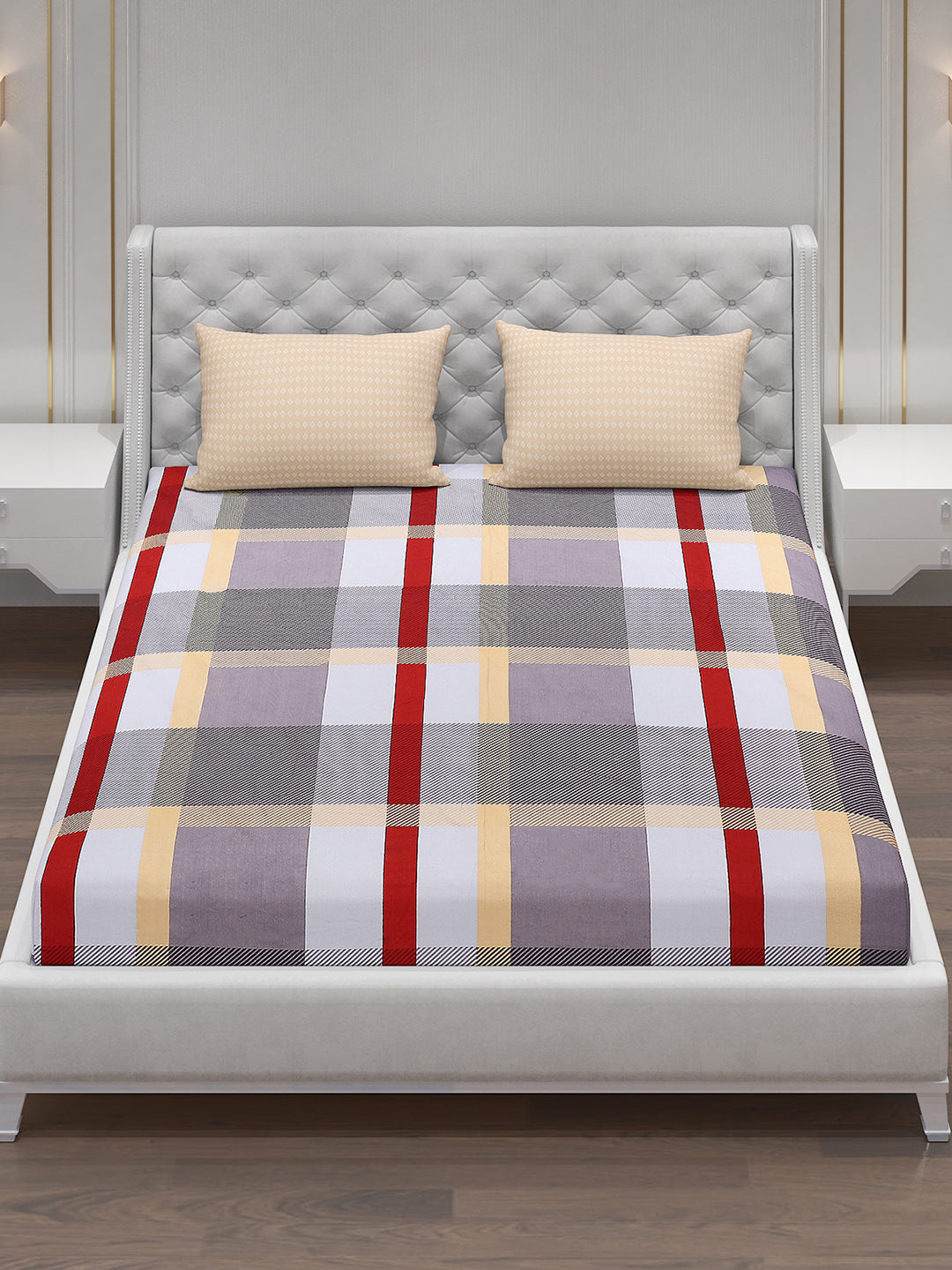 130 GSM Polyester Double Bed Bedsheet with 2 Pillow Covers