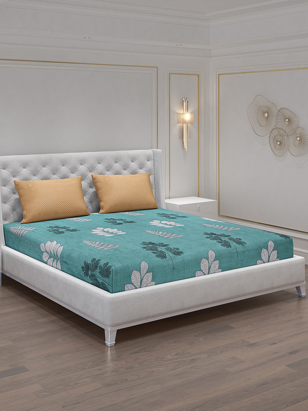 130 GSM Polyester Double Bed Bedsheet with 2 Pillow Covers