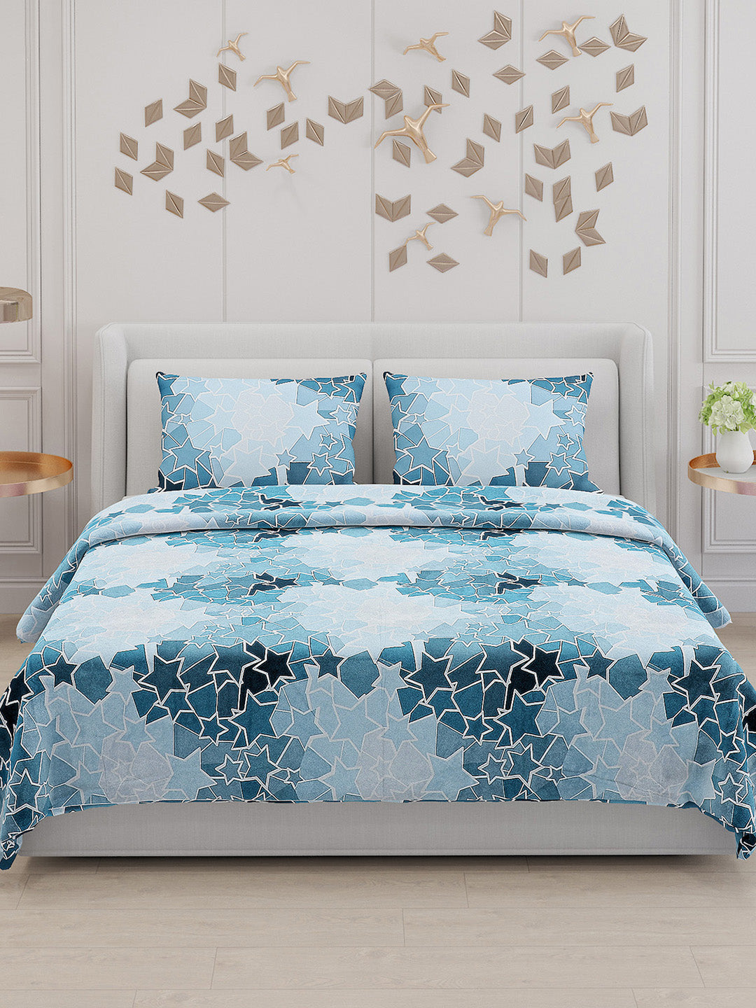 130 GSM Polyester Double Bed Bedsheet with 2 Pillow Covers