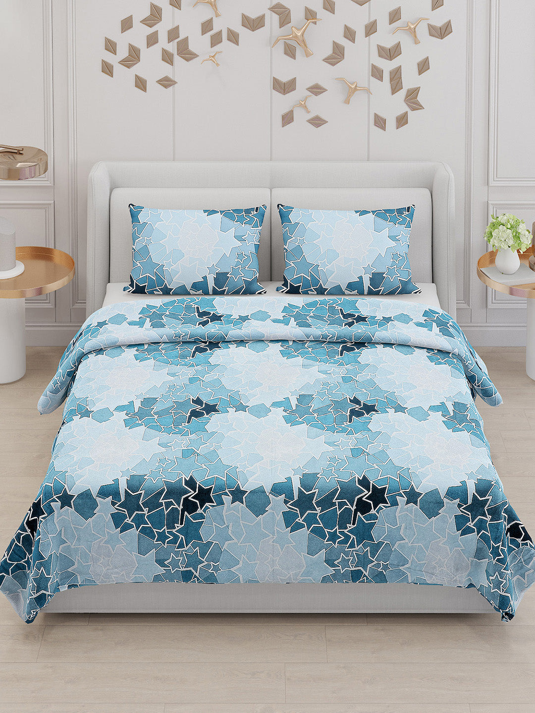 130 GSM Polyester Double Bed Bedsheet with 2 Pillow Covers