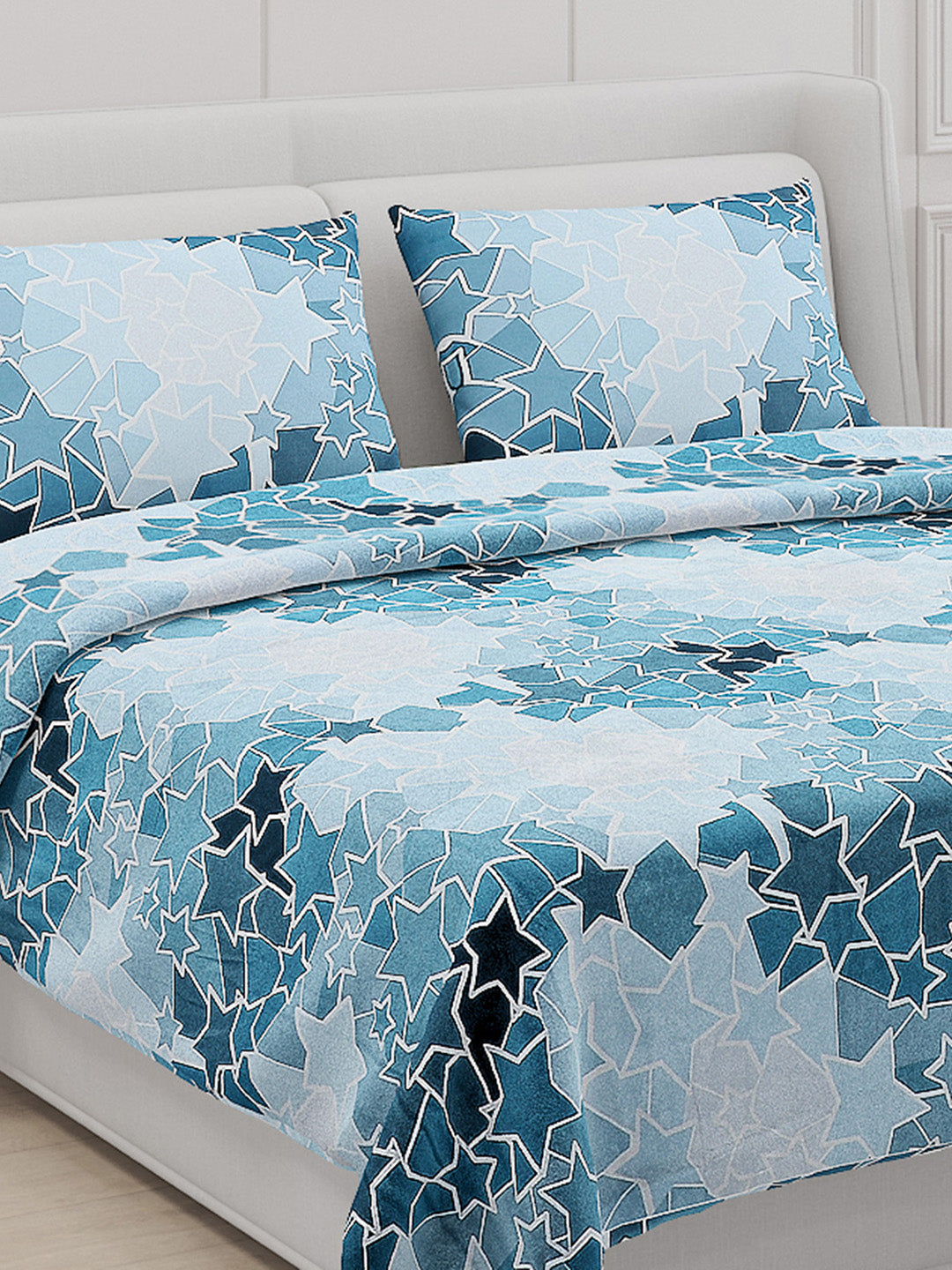 130 GSM Polyester Double Bed Bedsheet with 2 Pillow Covers