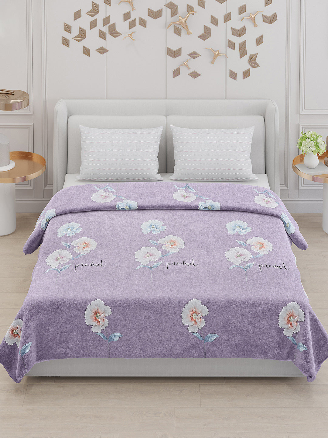 130 GSM Polyester Double Bed Bedsheet with 2 Pillow Covers