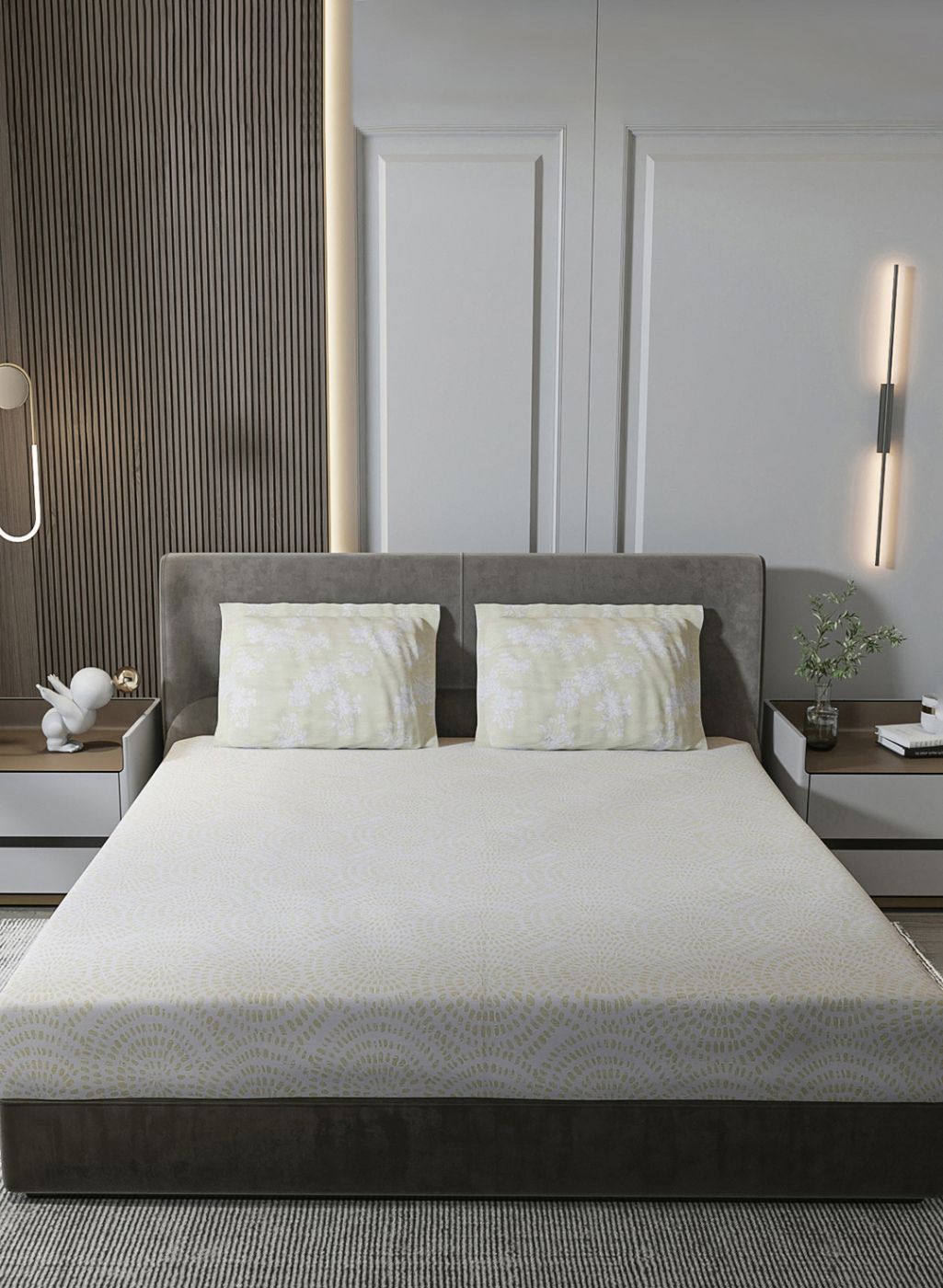 210TC Pure Cotton King Bedsheet with 2 Pillow Covers