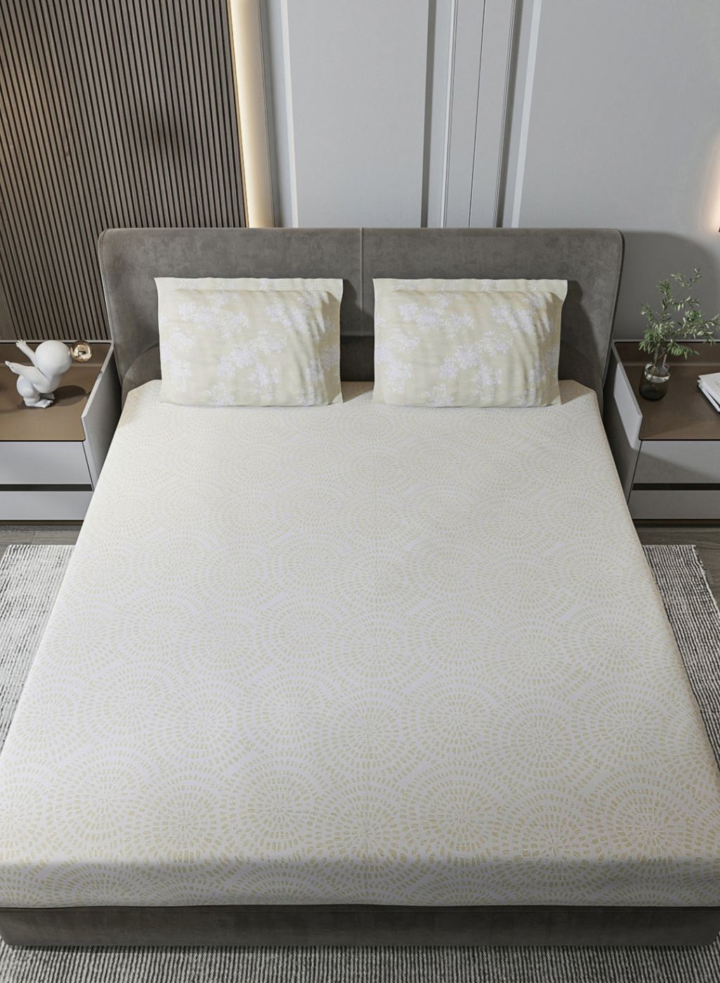 210TC Pure Cotton King Bedsheet with 2 Pillow Covers