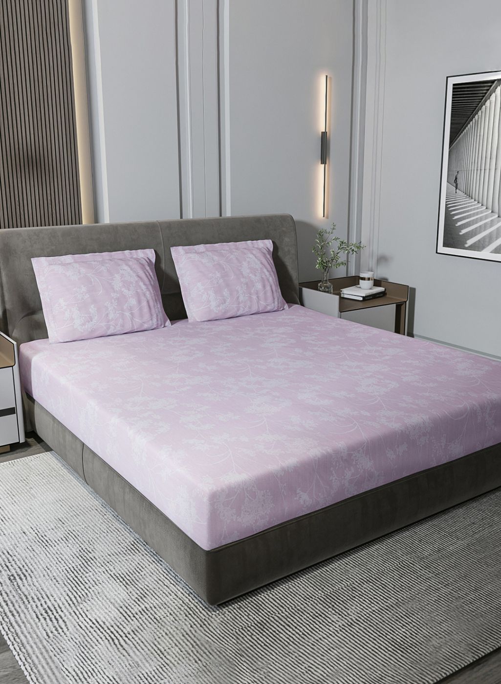 210TC Pure Cotton King Bedsheet with 2 Pillow Covers
