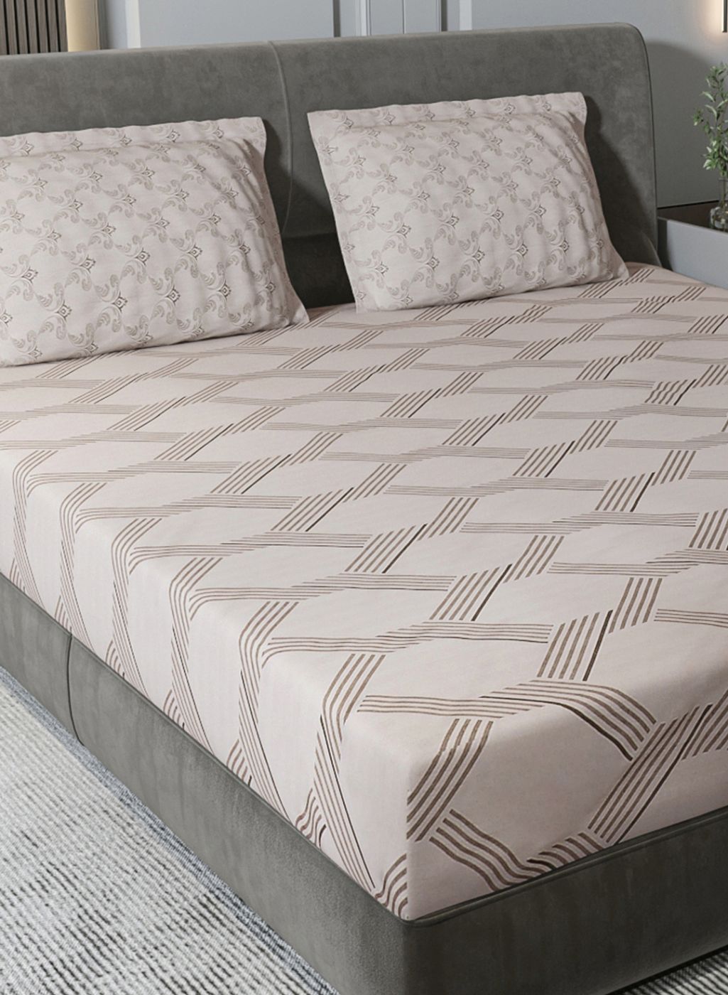 210TC Pure Cotton King Bedsheet with 2 Pillow Covers
