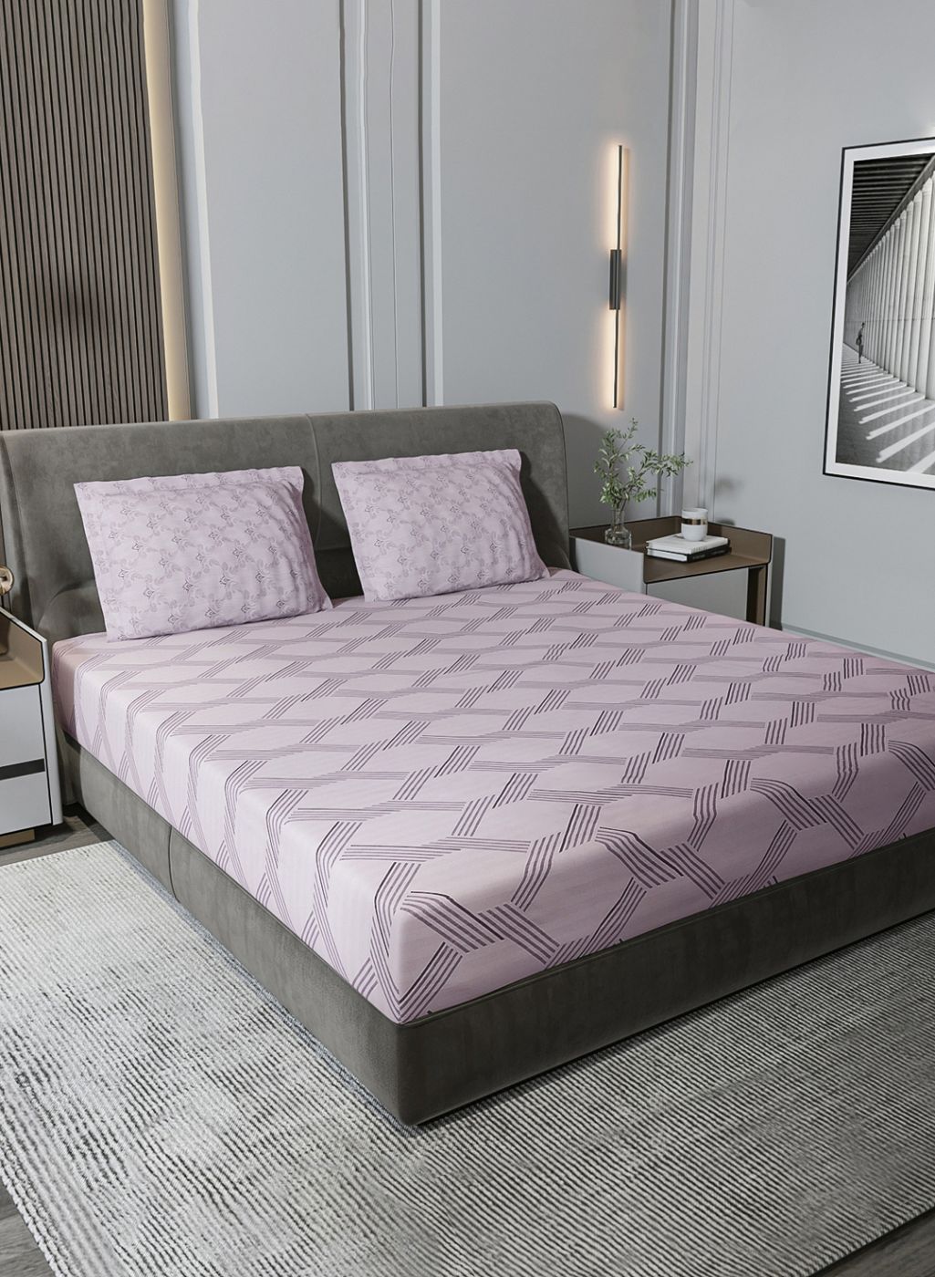 210TC Pure Cotton King Bedsheet with 2 Pillow Covers