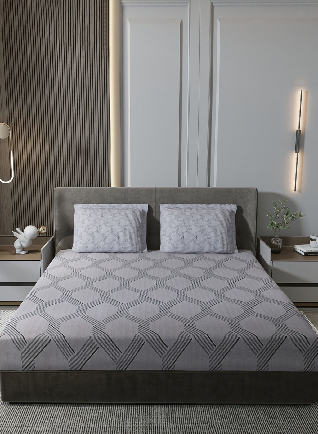 210TC Pure Cotton King Bedsheet with 2 Pillow Covers