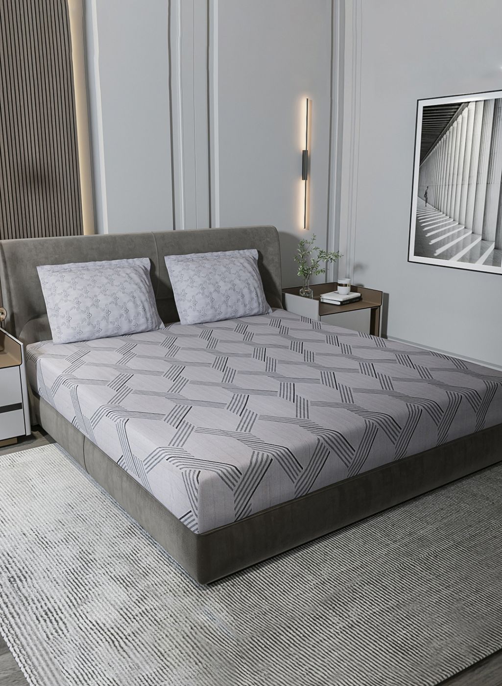 210TC Pure Cotton King Bedsheet with 2 Pillow Covers