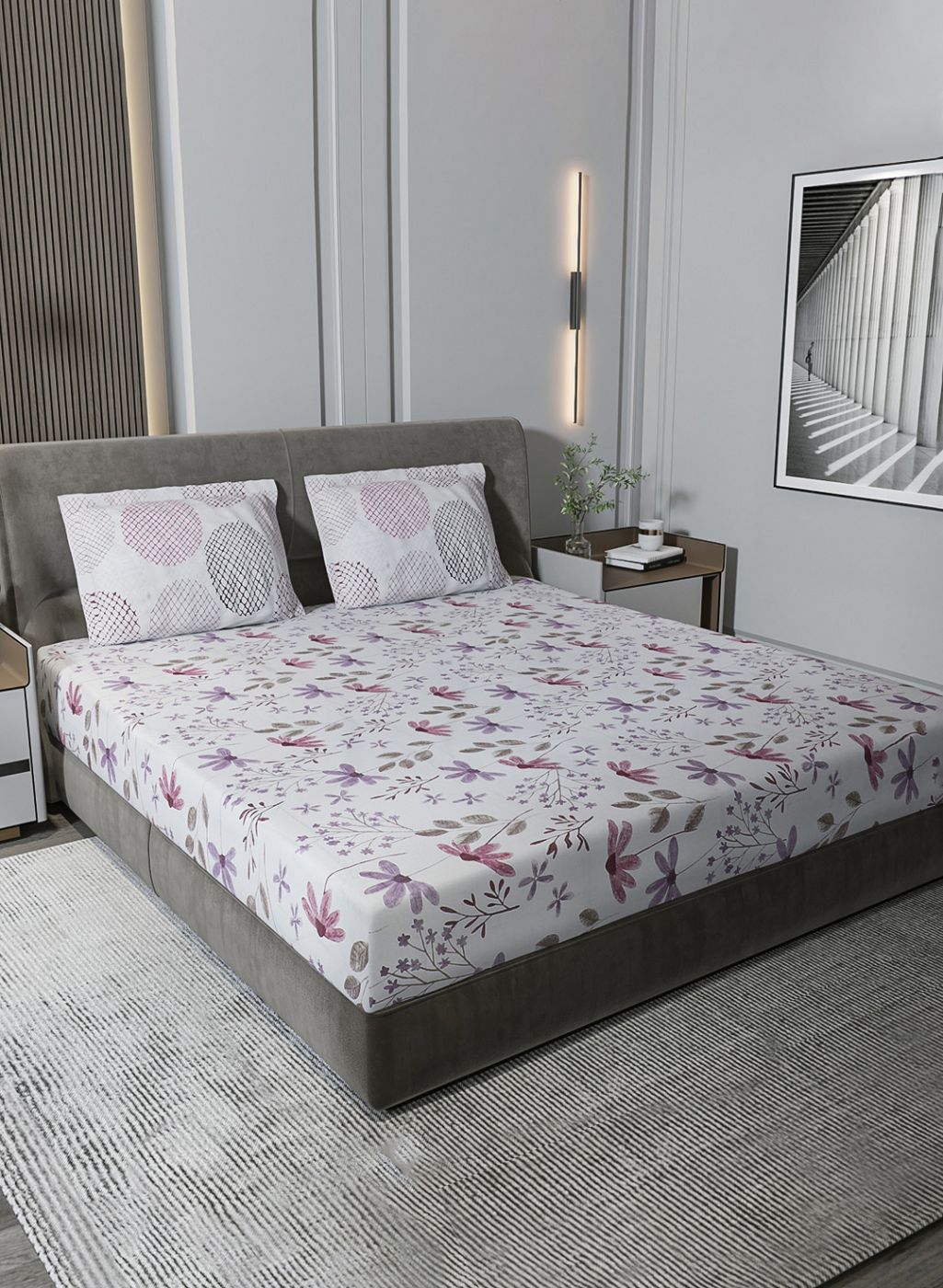 210TC Pure Cotton King Bedsheet with 2 Pillow Covers