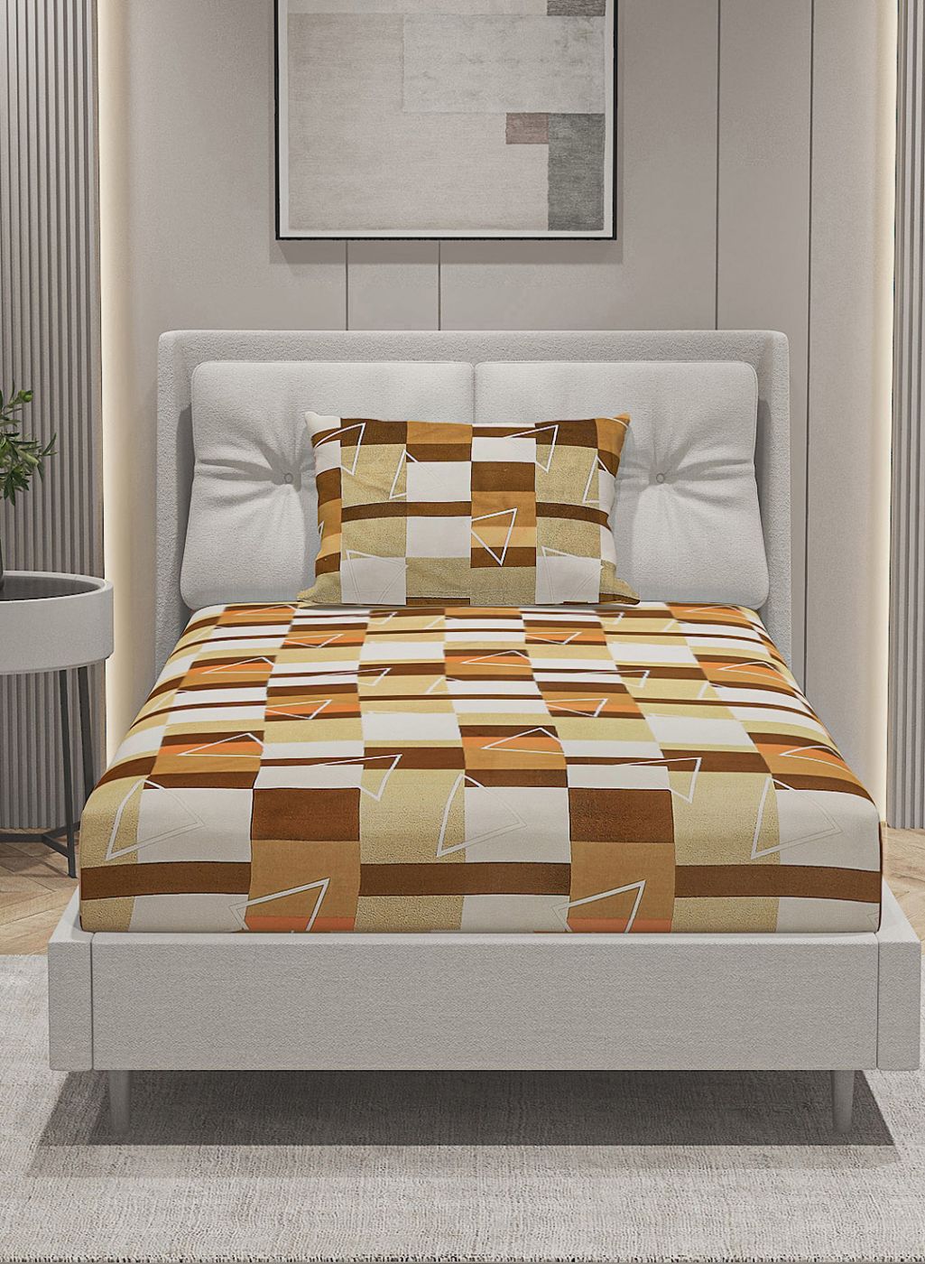 144TC Pure Cotton Single Bedsheet with 1 Pillow Covers