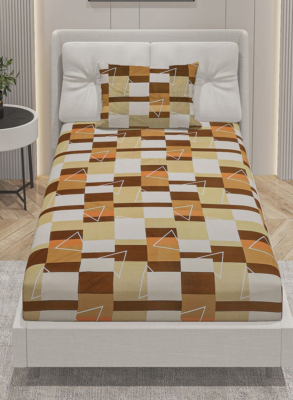 144TC Pure Cotton Single Bedsheet with 1 Pillow Covers