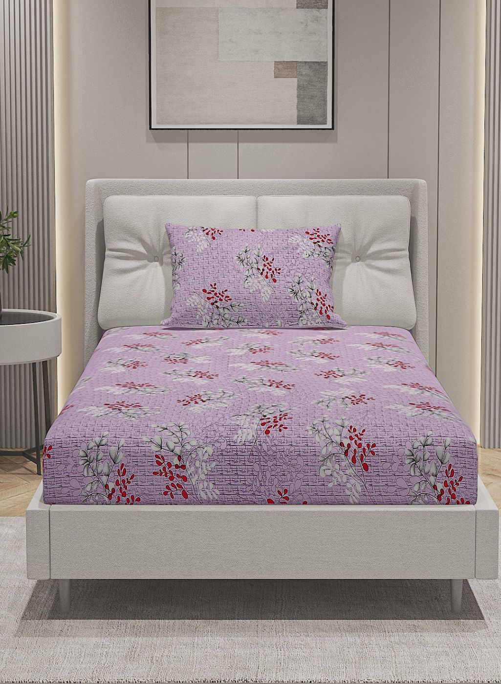 144TC Pure Cotton Single Bedsheet with 1 Pillow Covers