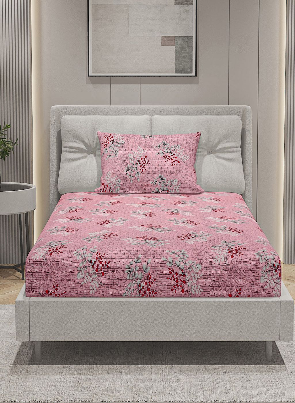 144TC Pure Cotton Single Bedsheet with 1 Pillow Covers