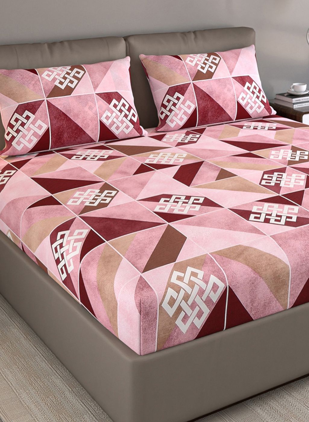 140TC Pure Cotton Queen Bedsheet with 2 Pillow Covers