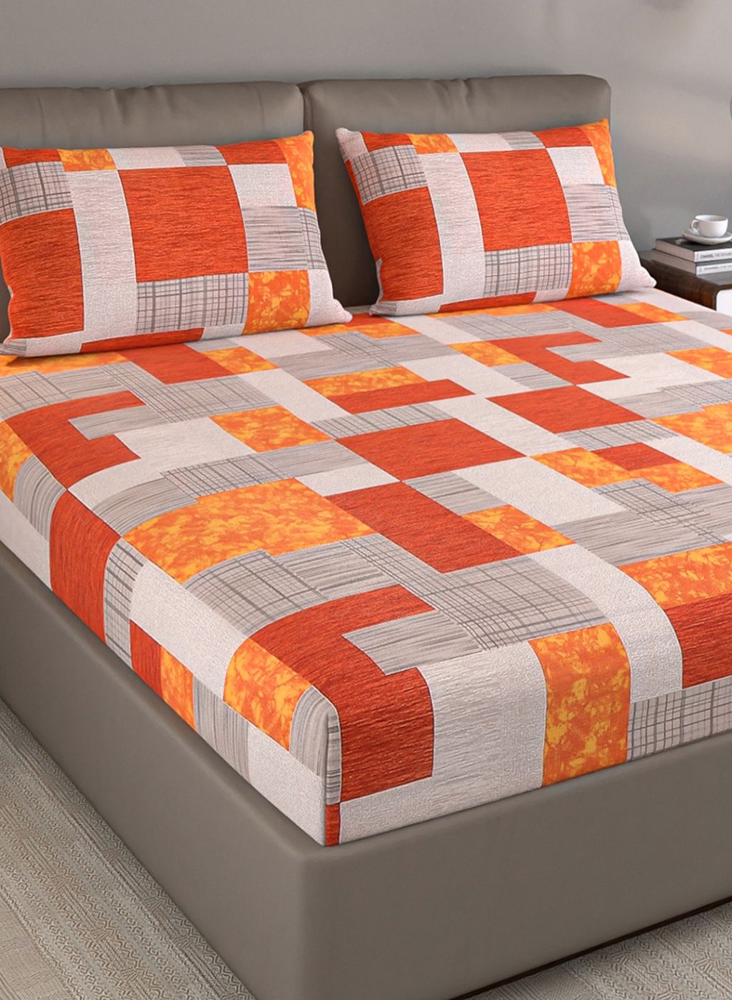 140TC Pure Cotton Queen Bedsheet with 2 Pillow Covers
